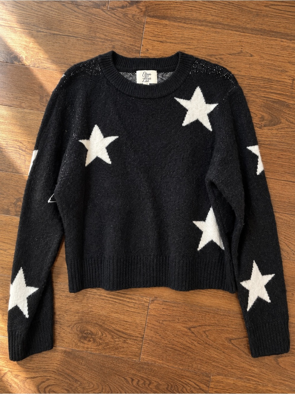 Cosmic Blue Love Women's Black Star-Print Crewneck Sweater Sz XXL NWOT